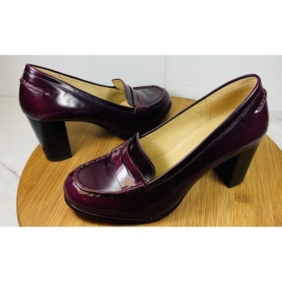 Michael Kors Brandy Buchanan Leather Block Heel Elegant Shoes Size 6.5M - Picture 1 of 8